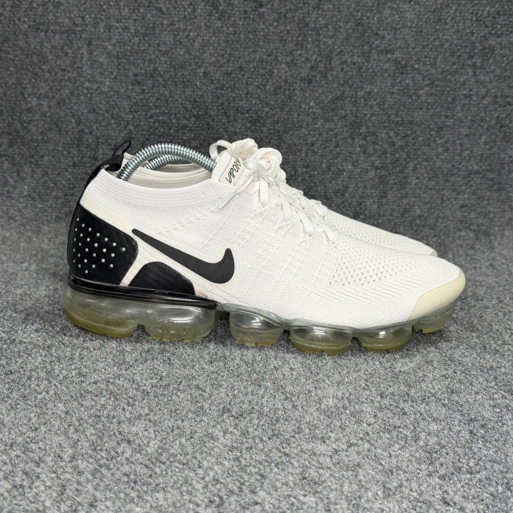 Nike Air VaporMax 2 Flyknit Running Shoes Mens 11 White Black Athletic Run Train